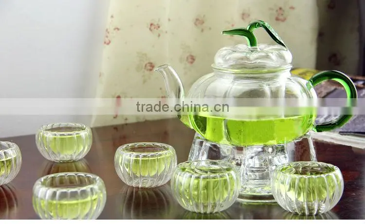 Tea set,Pumpkin Shape,Glass Teapot and Cups,High Temperature Resistance