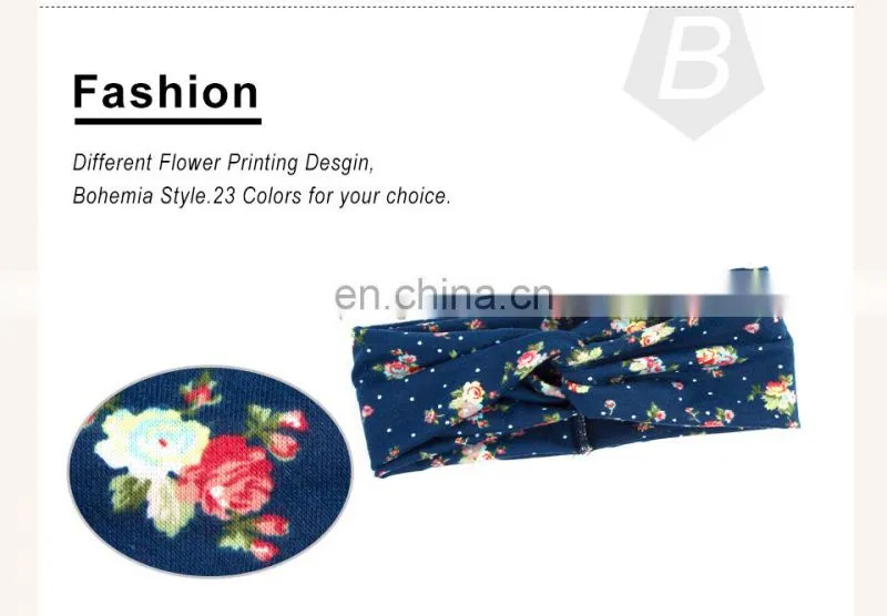 Cheap Custom Sublimation Headband Solid Twist Elastic Hairbands With Button