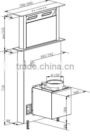 Cooker Hood Down Draft Range Hood with 4 Speeds LDD Slide out