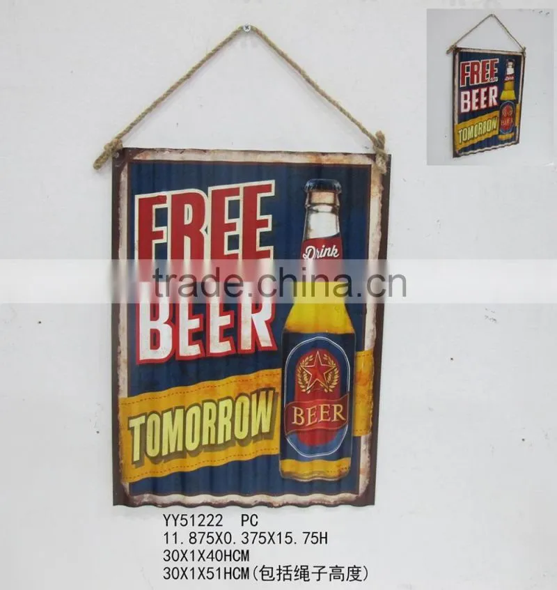 Factory vintage wave shape custom metal sign, metal wave tin plaque, factory advising plaque