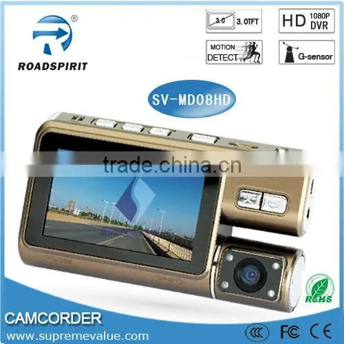 China manufacturer Car DVR camera 3.0 inch Dual Lens Gsensor and GPS