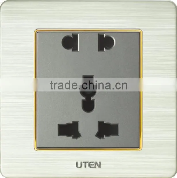 Hot sell! Aluminium alloy panel socket switch,5 pin universal plug socket