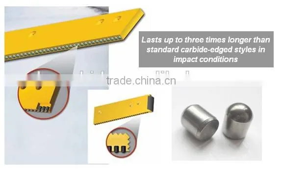 Cemented carbide insert mounted on snow blades for snow removal
