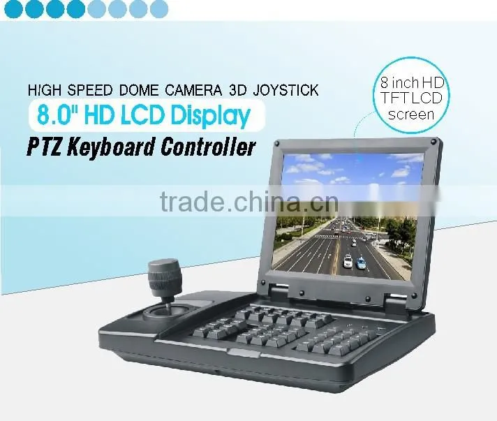 RS232 or RS485 8 inch HD TFT Analog LCD Display PTZ Camera Keyboard Controller
