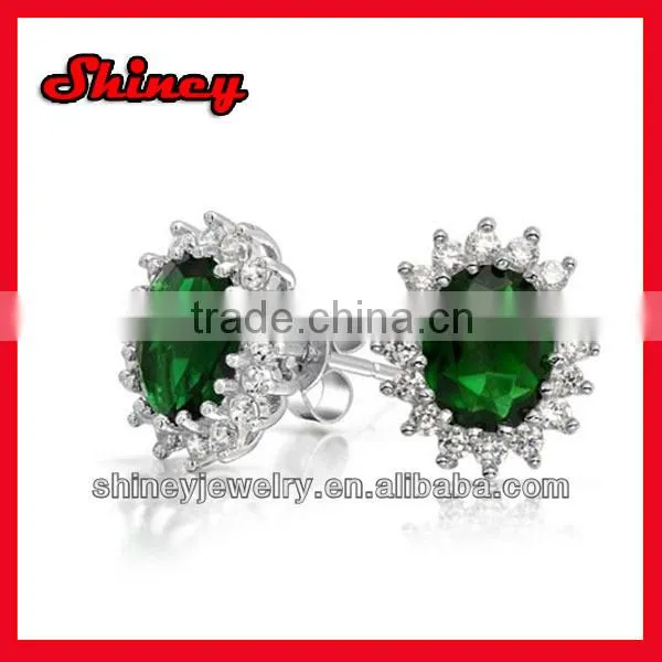 high quality micro paved gold plating white AAA cubic zironia fashion men's earrings