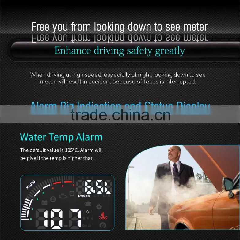 Car OBD II HUD Warning System Vehicle-mounted Car Head Up Display Projector with LED