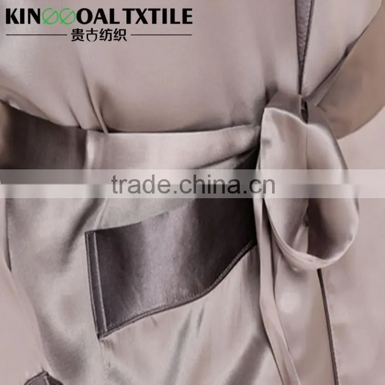 Wholesale Luxury Gifts 100% Silk Men's Luxury Long Silk Robe with binding and pocket