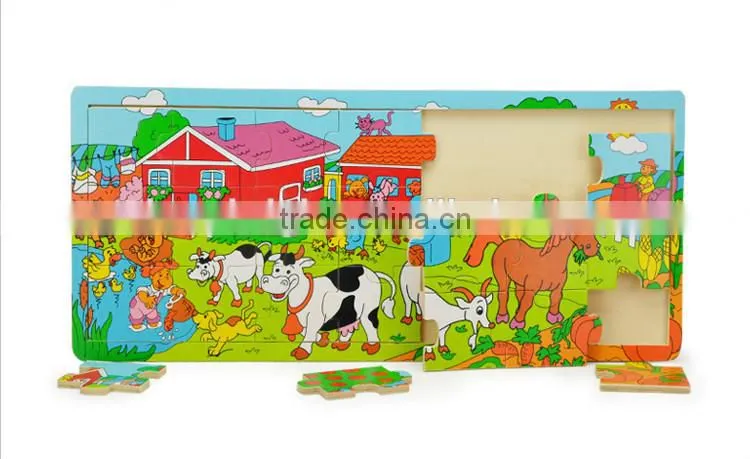 2014 popular child toys silk screen printing 21 pcs car bus plane boat design custom jigsaw puzzle