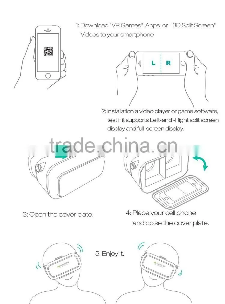 Factory New VR BOX 3d Glasses Mobile Phone Virtual Reality Fit 4.7 to 6.0 inch mobile phone 3 d Glasses Print Logo vr Headset
