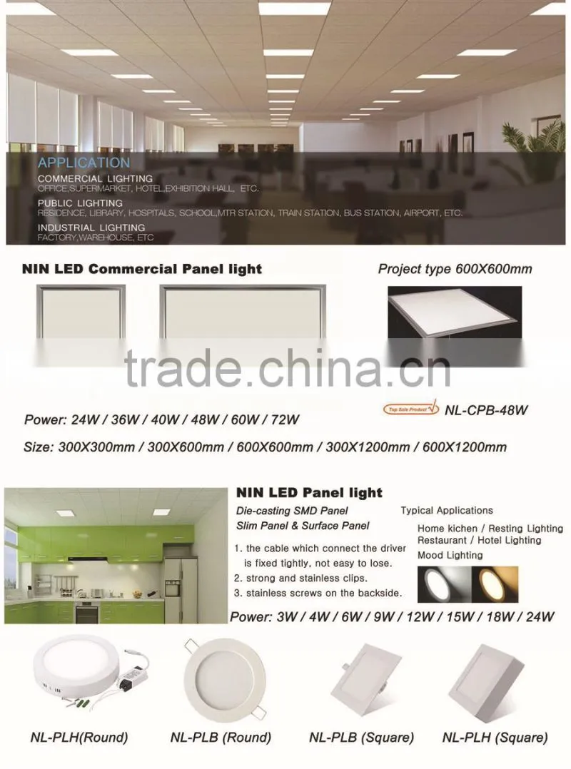 led surface panel light square and round 12w