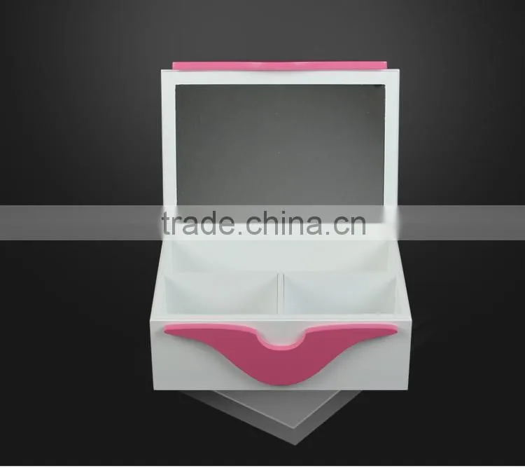 high quality wooden jewelry kiss sexy pink creation gift saving wooden box with pull grid varning custom logo