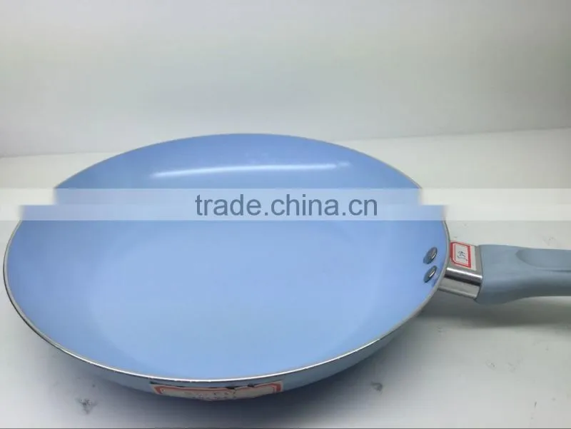 Aluminum Nonstick Pressed/ Forged Blue Ceramic Coating Fry Pan Pizza Pan Egg Pan Round Crepe Pan