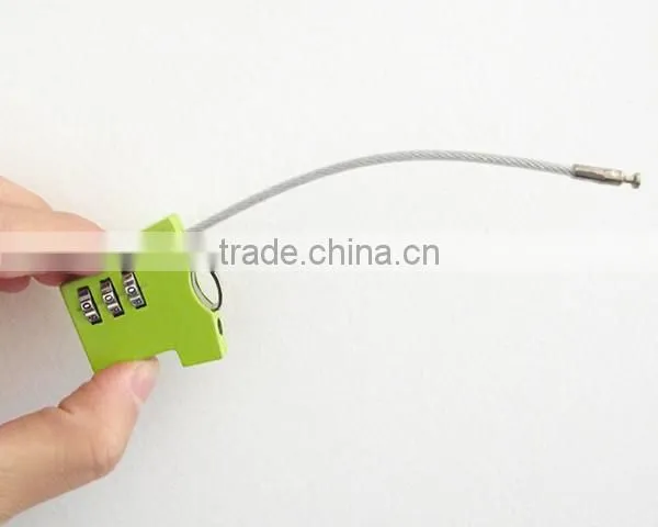 RANDOM Mix Colors Green T-shirt Shaped Three Coded Lock Blank Metal Zinc Alloy Steel Wire Combination 3 Digitals Padlock