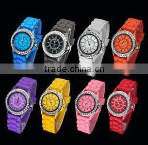 Plastic Geneva diamond watches with Japan movement