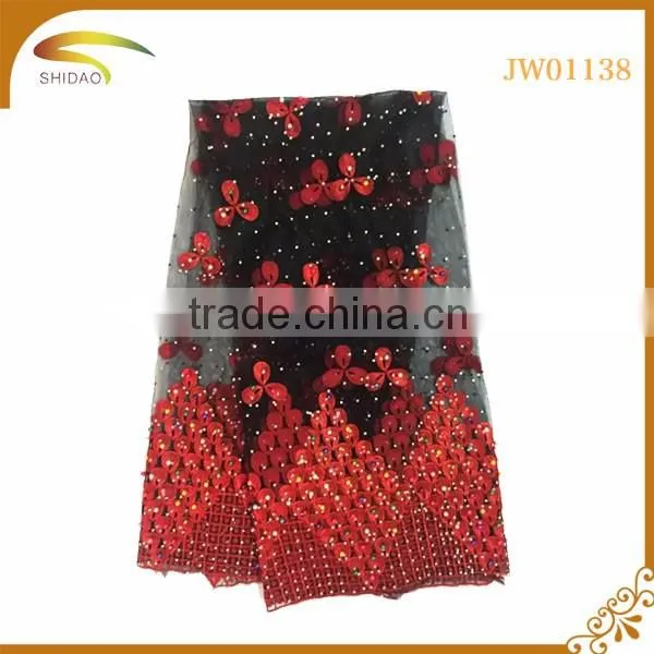 2016 Wholesale Beautiful embroidered italian african lace fabric for party dress and cloth
