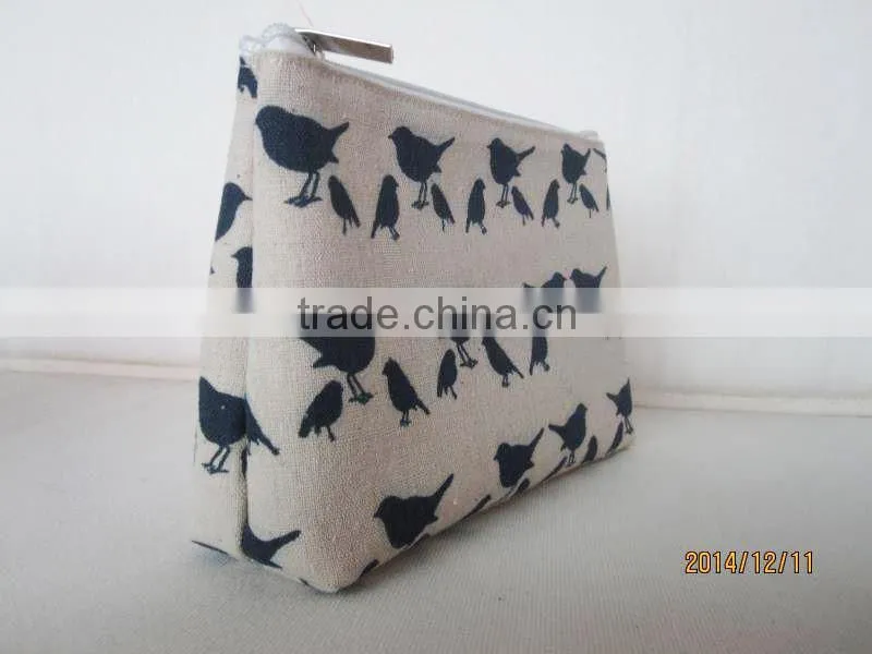 Personalized birds design jute cosmetic bags