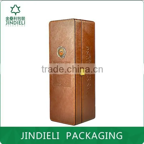 Leather wine carrier packaging box for single bottle