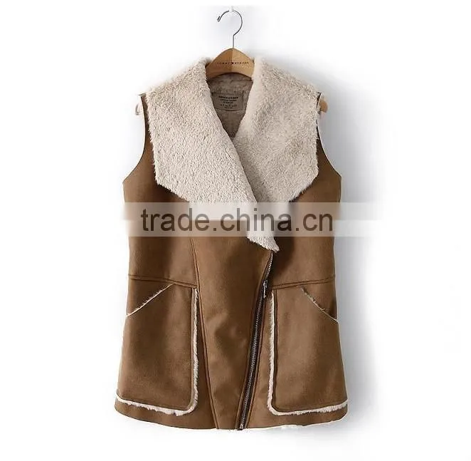 2016 Europe style high -end faux fur vest