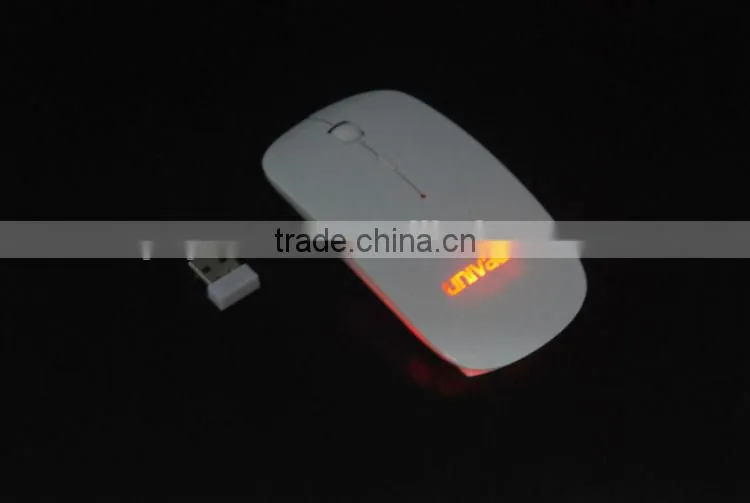 Advertising 2.4G Flat Wireless Mouse with laser Light-up LOGO