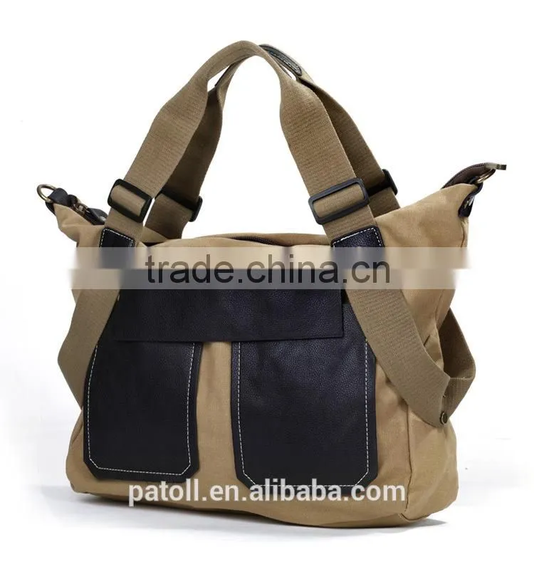Summer color fashion style canvas tote bag leather handle