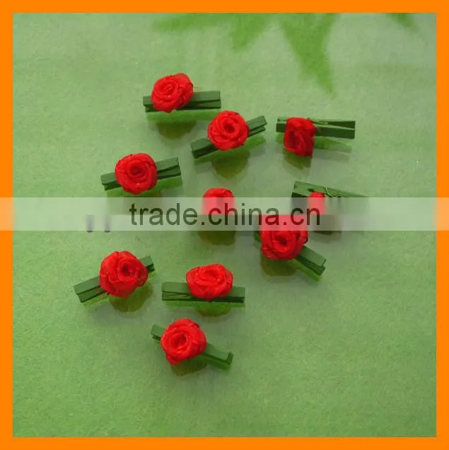 Cute Wooden Peg With Pink Flower