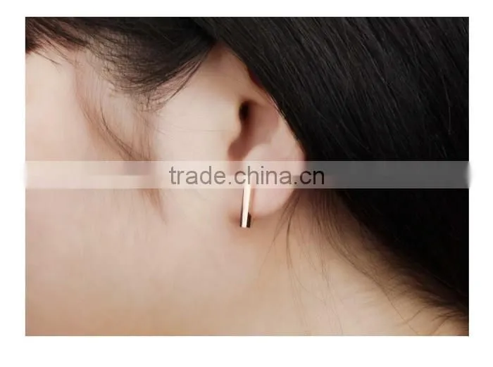 stainelss steel rose gold clip rectangle earring imported from china