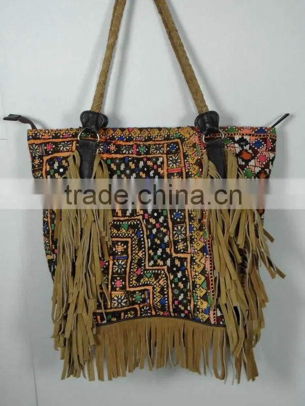 Tribal Gypsy Banjara Handbag Leather Fringe Handbags