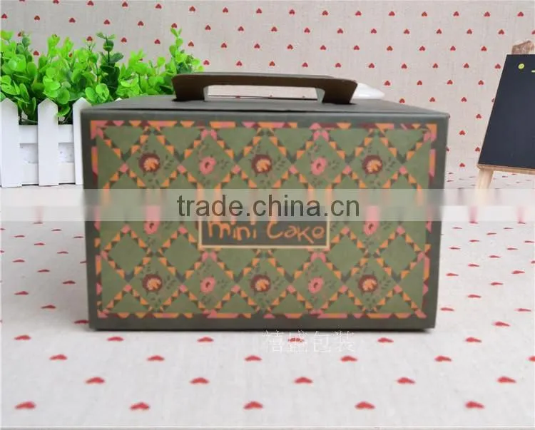 Custom printed food grade paper cardboard cupcake box with handle