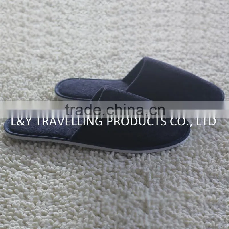 Mens classic grid nap fabric closed toe hotel SPA indoor Slippers