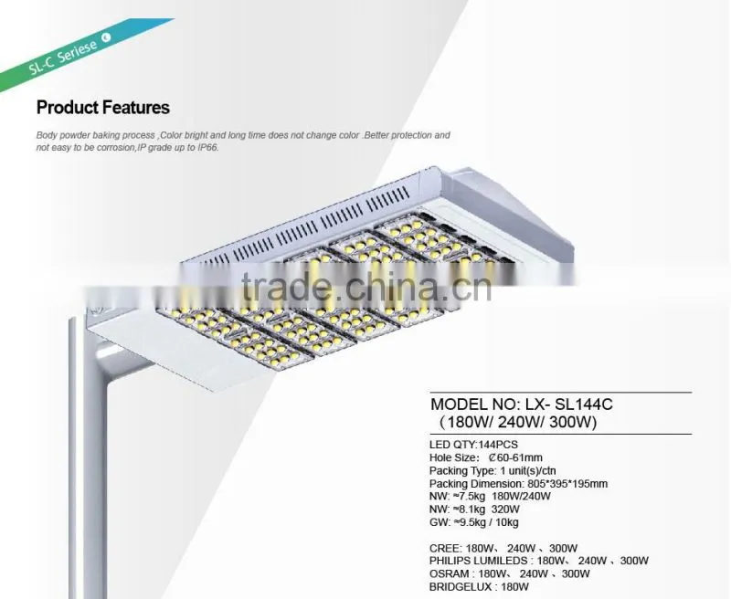 5 Years Warranty CE Rohs Approved Lens Kit for Different Beam Angle 100-140lm/W Meanwell Driver 300W LED Street Light Suppliers