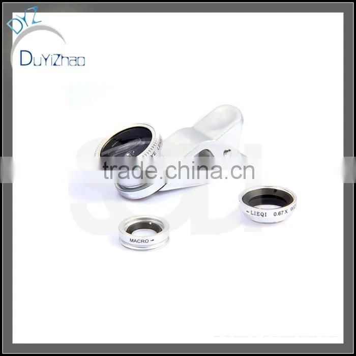 Wholesale 3 in 1 cell phone camera lens with universal clip, mobile pholensne accessory