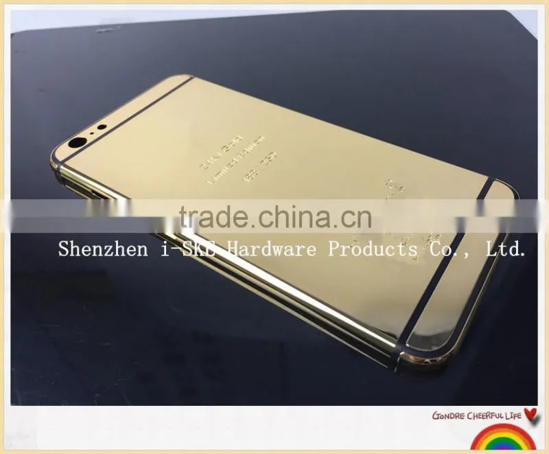 Mirror Gold back Housing for iPhone 6 plus , Deep Engrave Back Housing for iPhone