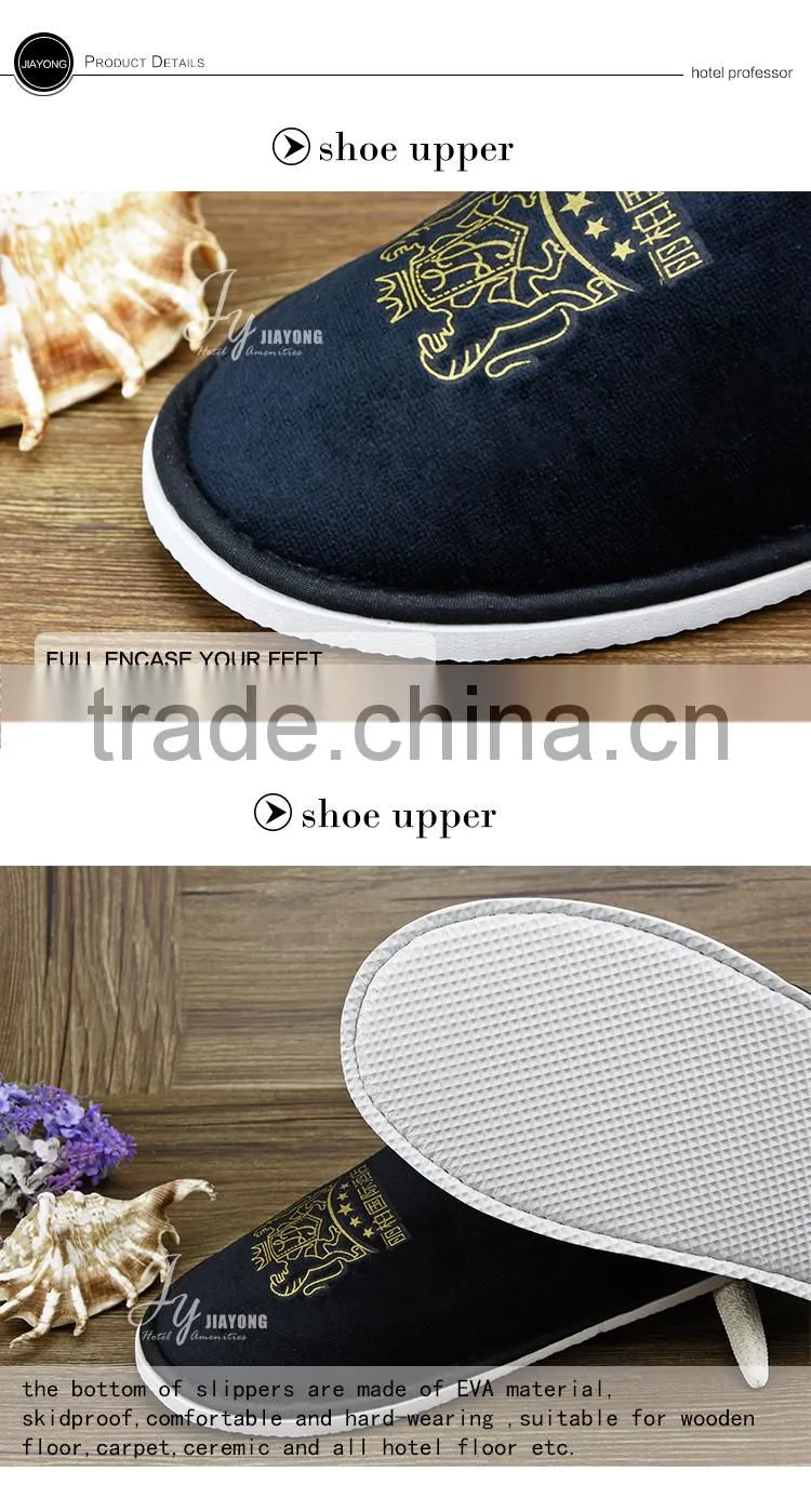hot sale beauty hotel plush slipper with embroidery logo