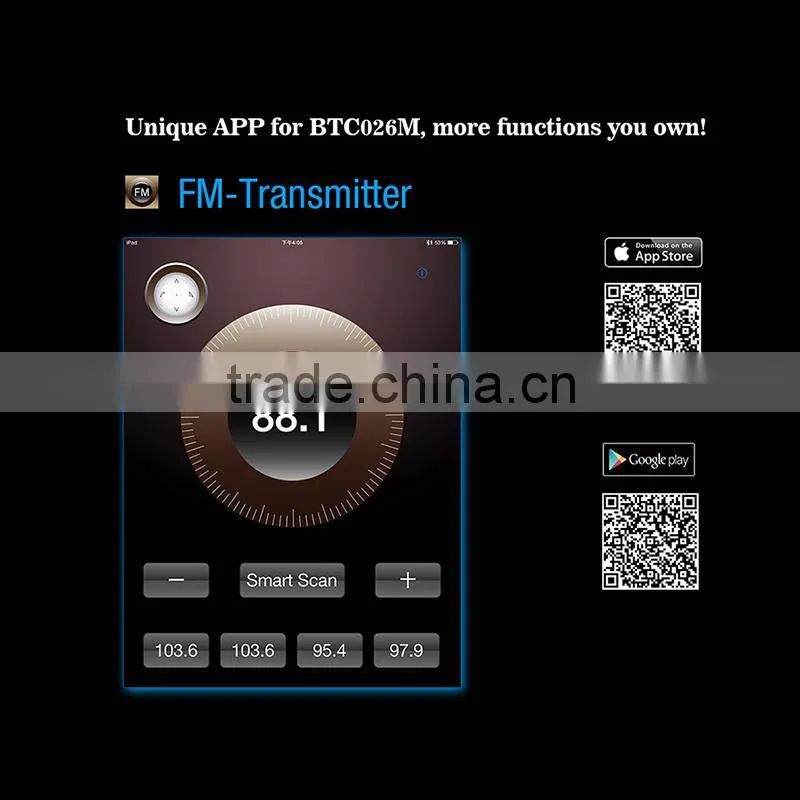 Easy Operate Bluetooth FM Transmitter with APP, Lightweight Bluetooth car kit
