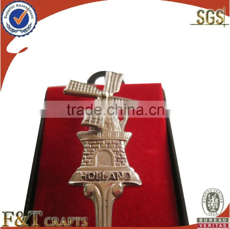 Zinc alloy 3Dbuildings high quality plating nickle spoon/souvenir gift
