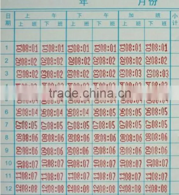 English data stamp punch time card/paying punch time card