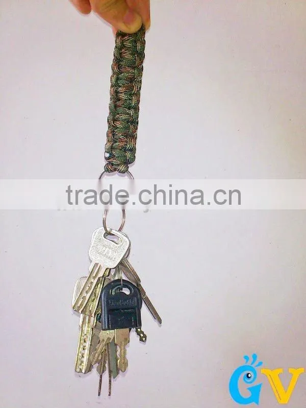 550 Survival Paracord Keychain Camo for Key Zipper Whistle Knife Holder