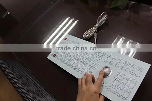 Top Panel Mount Industrial Membrane keyboard with optical trackball
