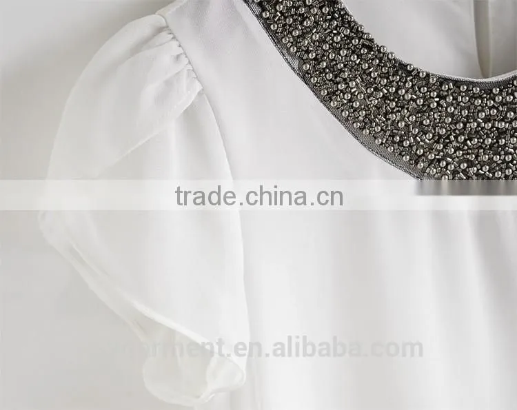 2015 Summer Women Loose Chiffon blouse Ladies Plus Size Shirt