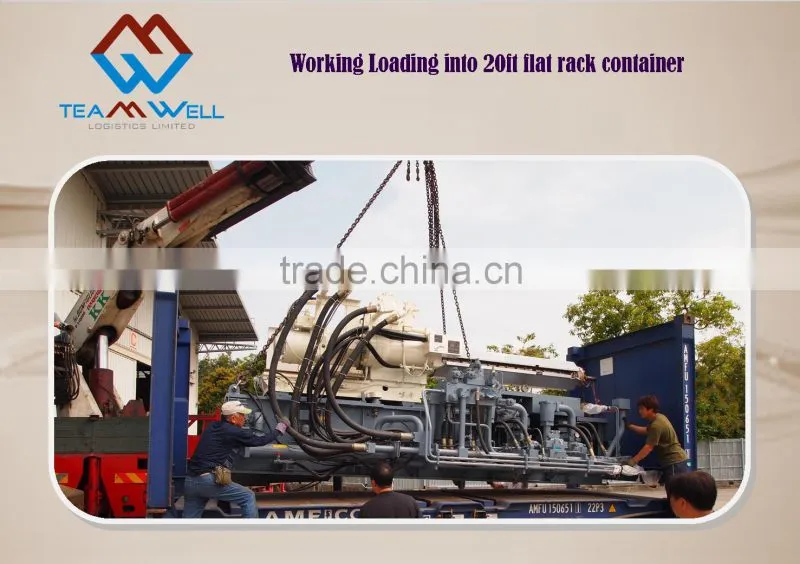 Oversize plastics machinery flat rack container project of Hong Kong Logistics