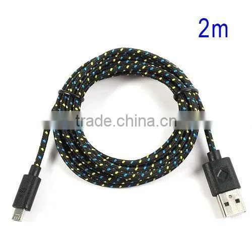 Newest Multi-color Nylon Woven Micro USB Cable Cord for Samsung, HTC, LG, Nokia and Sony