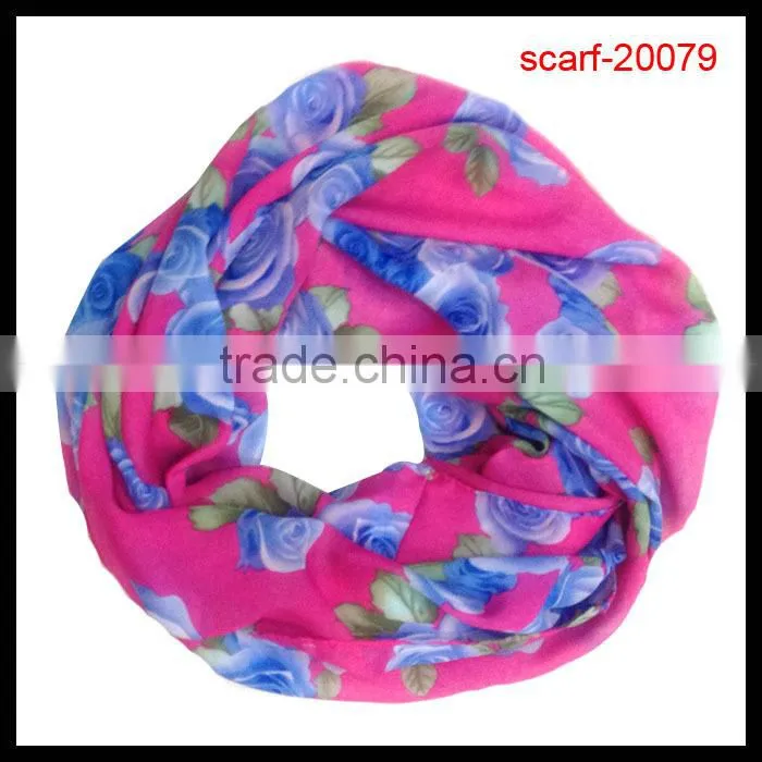 latest popular flower style around neck scarf