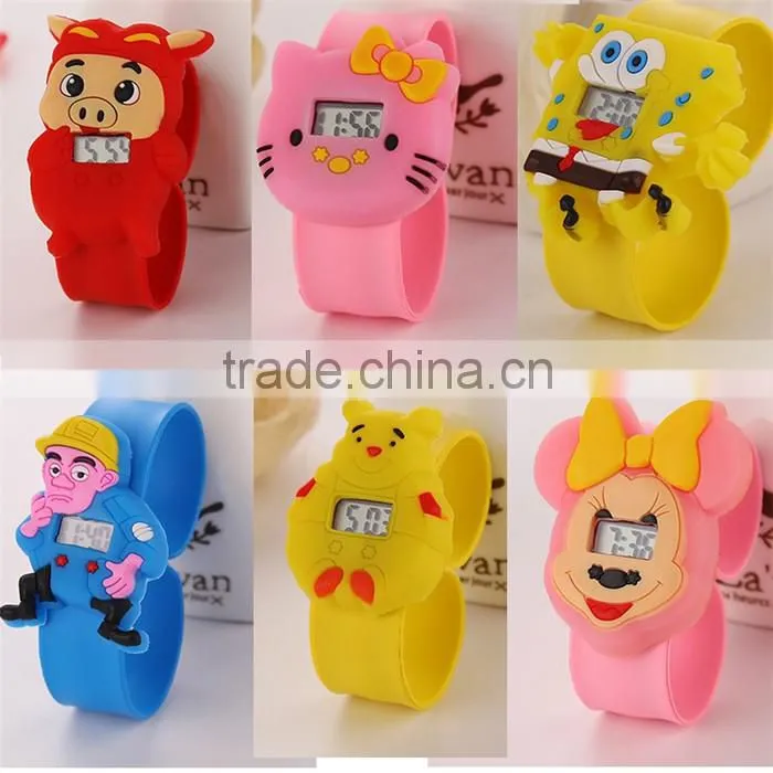 Cute cheap children animal cartoon silicone electronic clap students watch slap watch