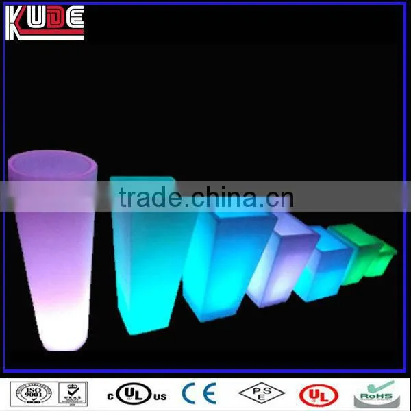 LED illuminated home decoration colorful plastic square flower pots/indoor square decorative pots
