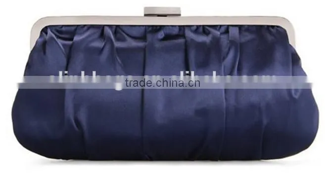 Pleated Satin Blue Women Party Evening Bag