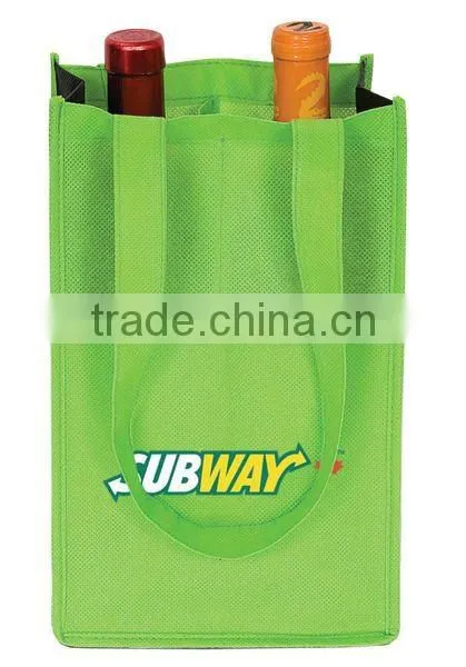 China factory cheap color printed 2 bottle wine bag