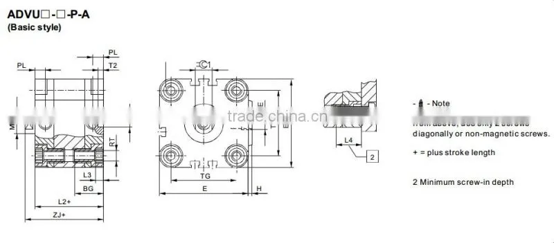 ADVU32X50mm Thin Compact Air Cylinder-FESTO Type