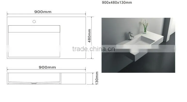 modern bathrooms wash basin for hotel , wall hung acrylic solid surface wash basin,Artificial Stone Washing Basin