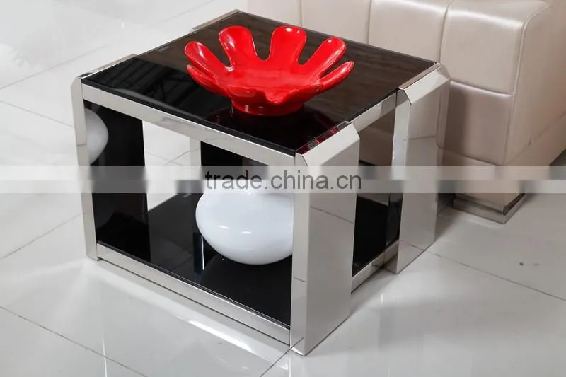 2016 Cheap stainless steel modern design glass center table