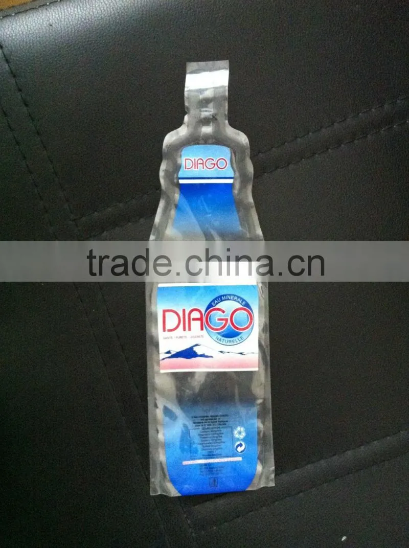 Biodegradable eco-friendly bottle shaped pouch for mineral water